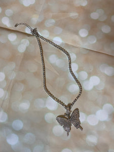 Butterfly Bling Necklace (Silver)