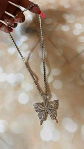 Butterfly Bling Necklace (Silver)