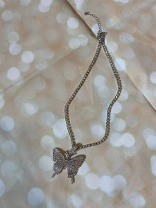 Butterfly Bling Necklace (Silver)